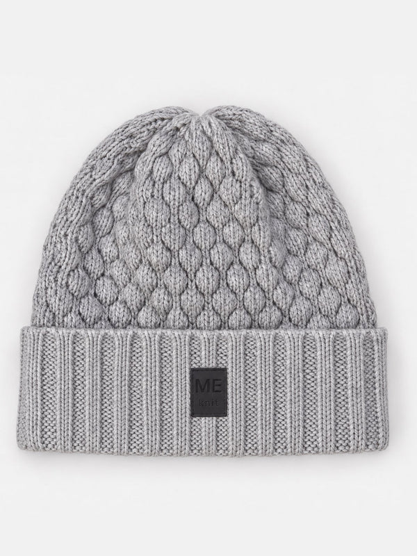 Mummu Beanie, light grey – bubble-knit merino wool beanie