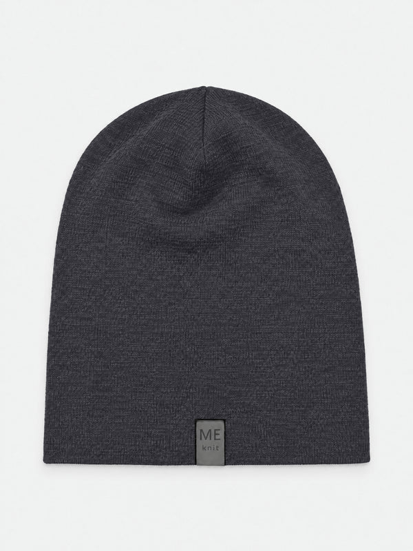 Thin Merino Beanie, grey – smooth merino wool jersey beanie