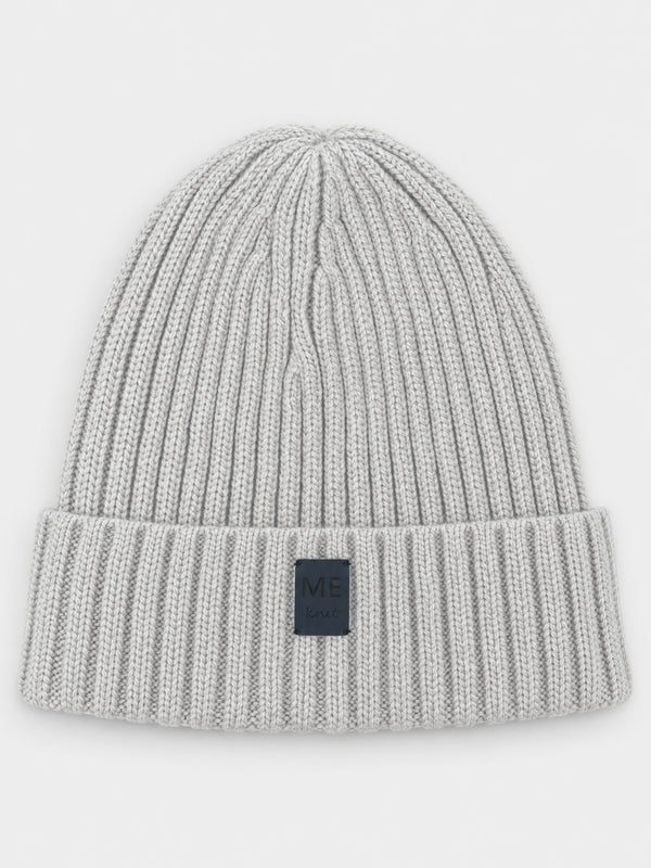 Ally Beanie, light grey – rib-knit merino wool beanie