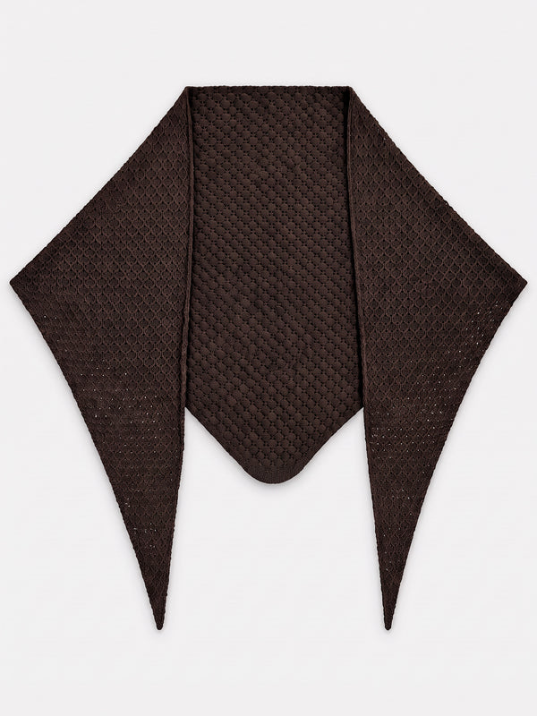 Tuck Shawl, dark brown – lacy-patterned merino wool shawl