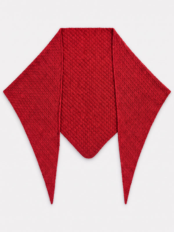Tuck Shawl, red – lacy-patterned merino wool shawl