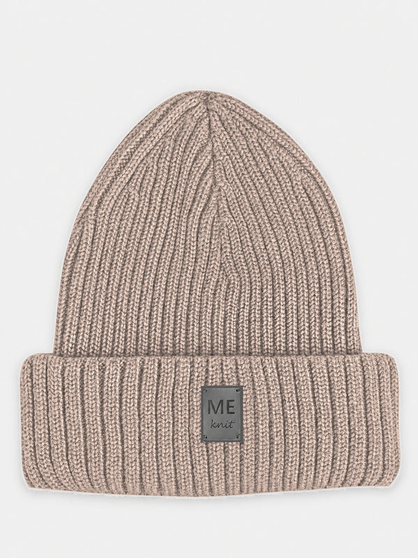Soonik Beanie, beige – rib-knit merino wool beanie
