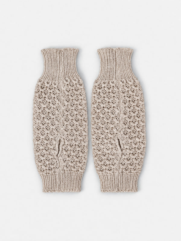 Tuck Wrist Warmers, ivory – lacy-patterned merino wool wrist warmers