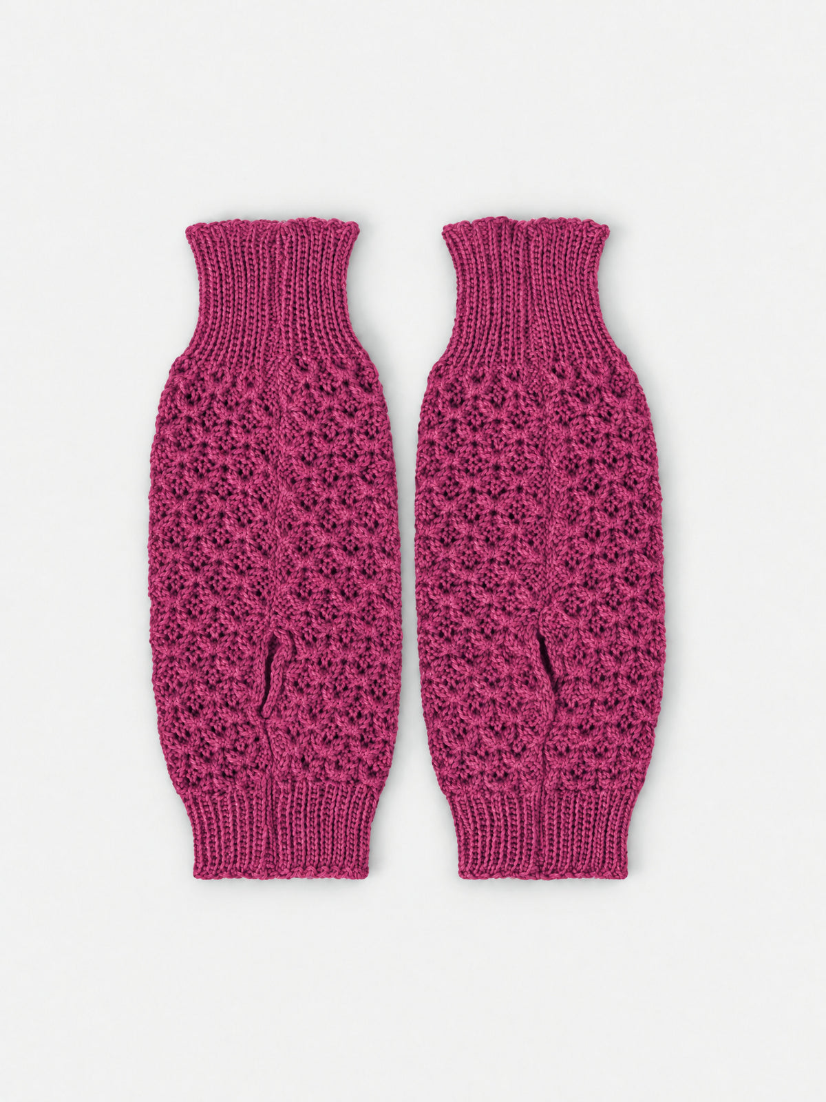 Tuck kätised, fuksia – pitsilise mustriga meriinovillased kätised