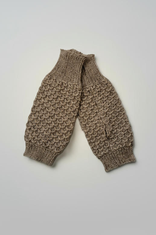 Knitted fingerless gloves zoomed out for cropping