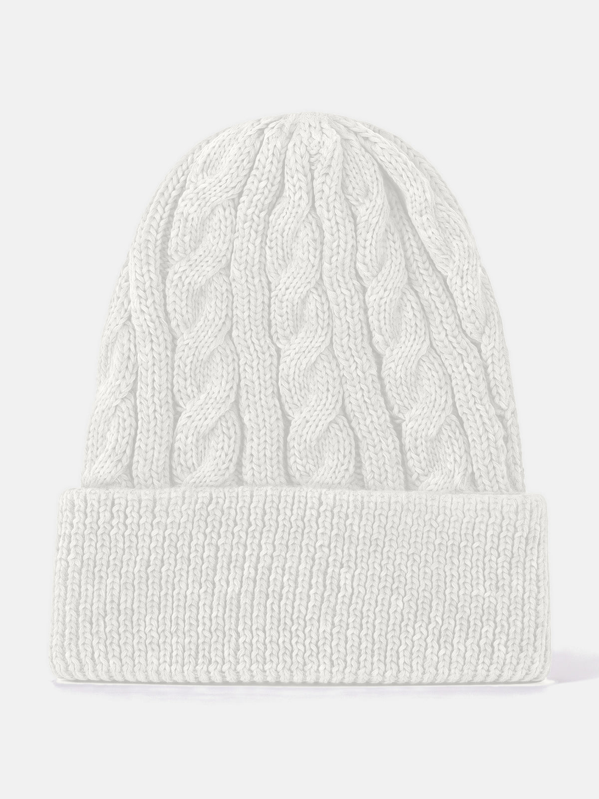 Palmik müts, valge – palmikmustriga meriinovillane müts