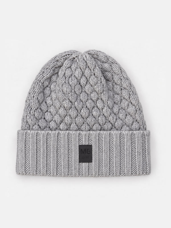 Mummu Beanie, light grey – bubble-knit merino wool beanie