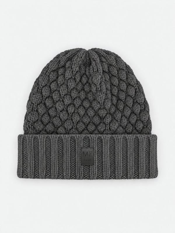 Mummu Beanie, dark grey – bubble-knit merino wool beanie