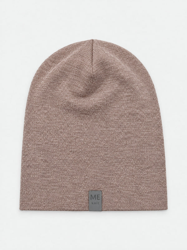 Thin Merino Beanie, beige – smooth merino wool jersey beanie