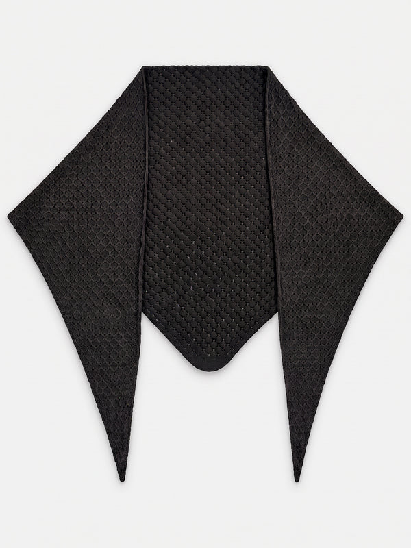 Tuck Shawl, black – lacy-patterned merino wool shawl