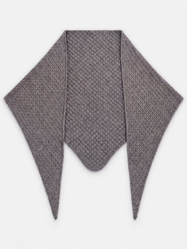 Tuck Shawl, grey – lacy-patterned merino wool shawl