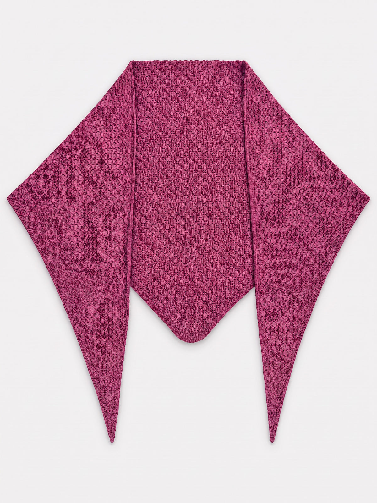 Tuck rätik, fuksia – pitsilise mustriga meriinovillane rätik