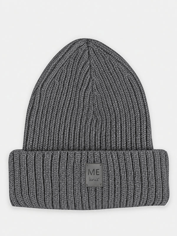 Soonik Beanie, grey – rib-knit merino wool beanie